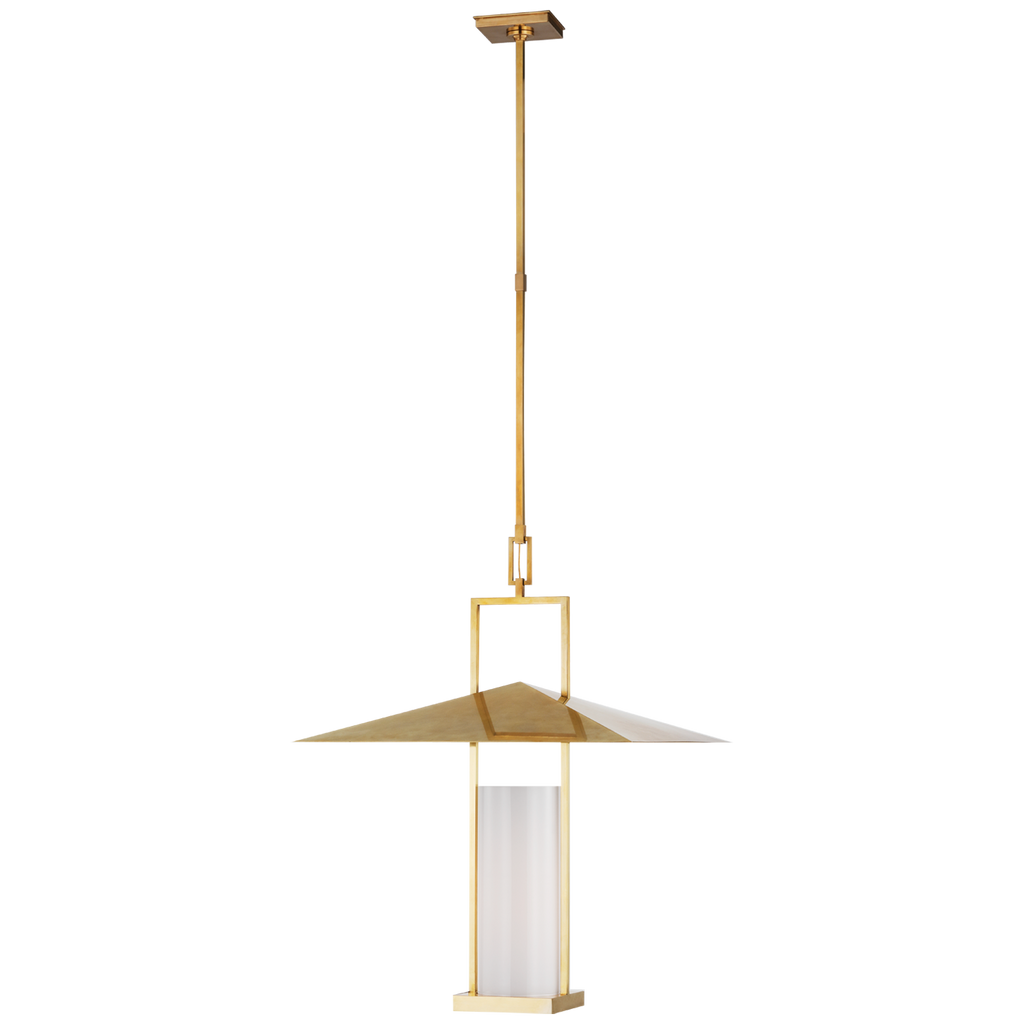 Amity 23" Lantern | Antique-Burnished Brass | White Glass