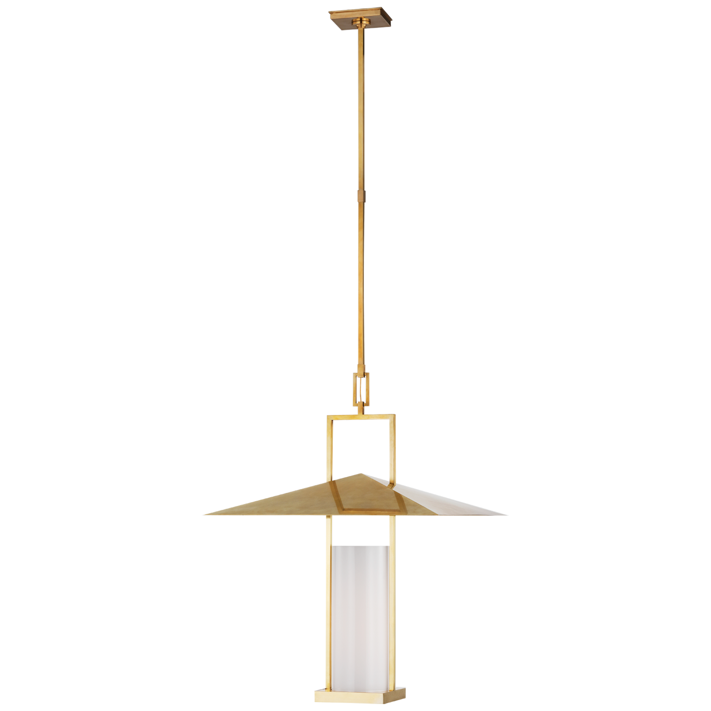 Amity 23" Lantern | Antique-Burnished Brass | White Glass