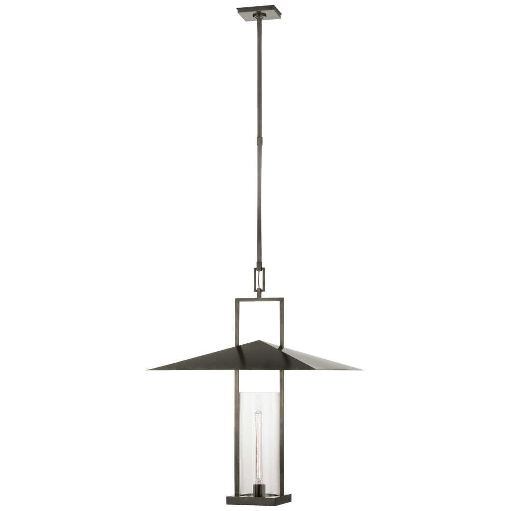 Amity 23" Lantern | Bronze and Antique-Burnished Brass | Clear Glass
