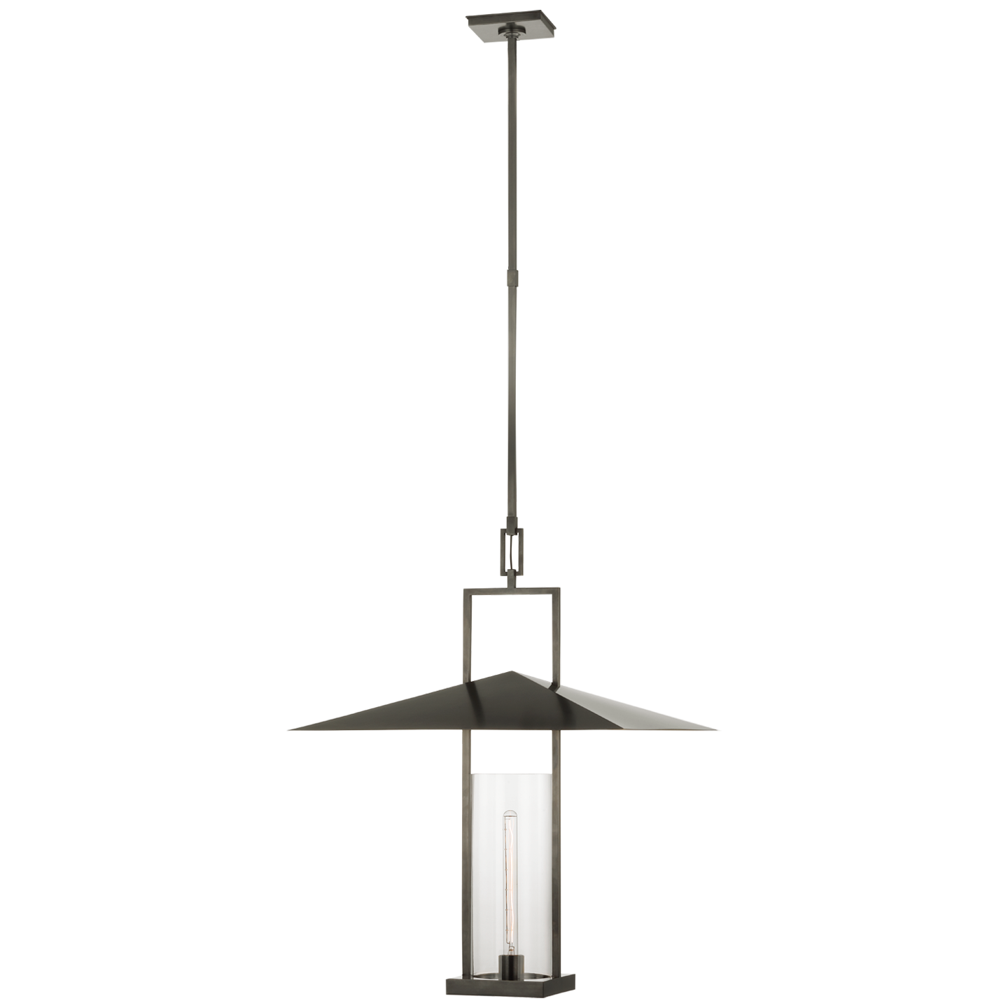 Amity 23" Lantern | Bronze and Antique-Burnished Brass | Clear Glass