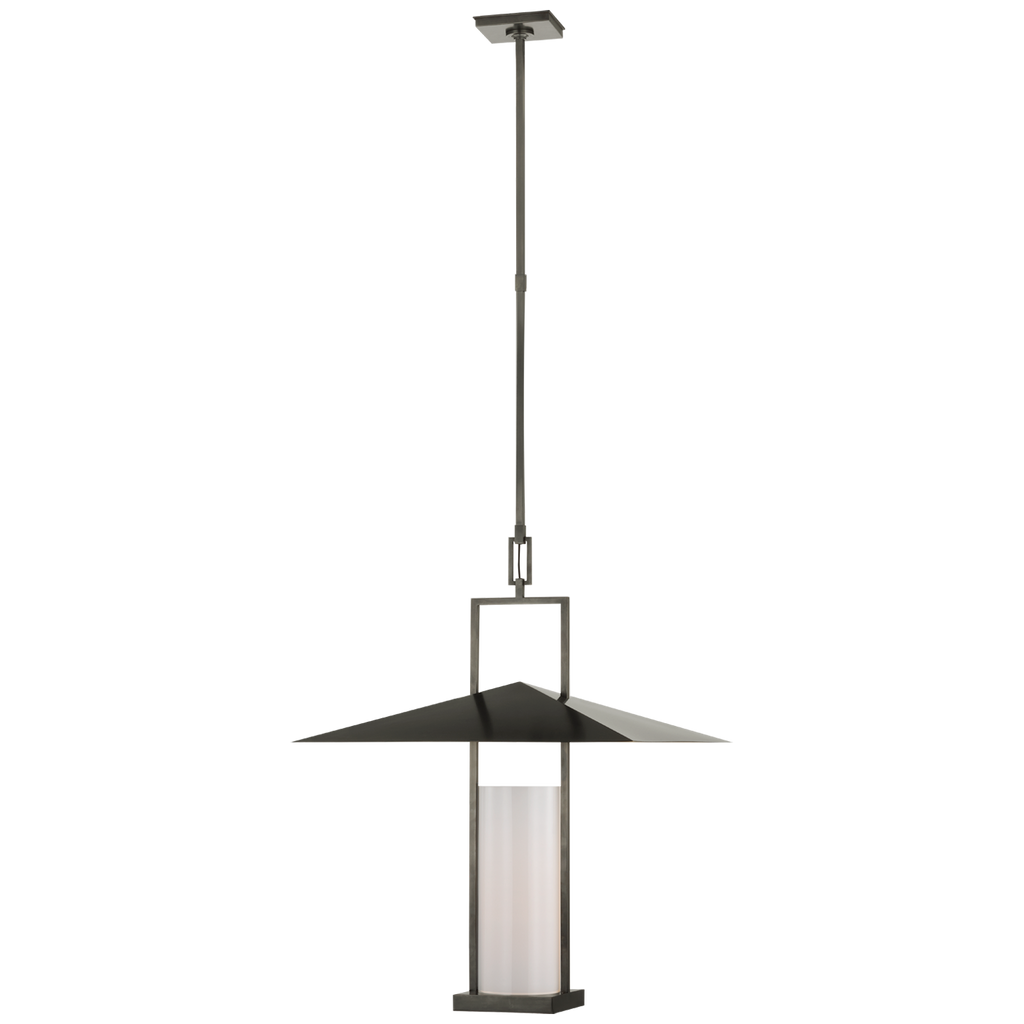 Amity 23" Lantern | Bronze and Antique-Burnished Brass | White Glass