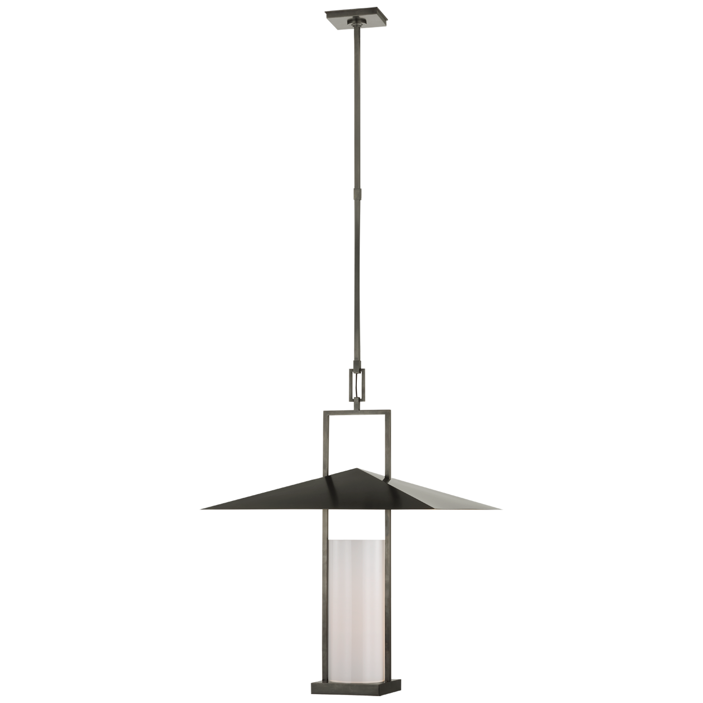 Amity 23" Lantern | Bronze and Antique-Burnished Brass | White Glass