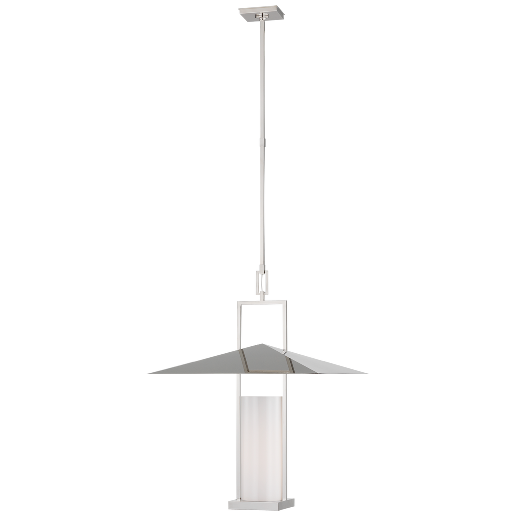 Amity 23" Lantern | Polished Nickel | White Glass