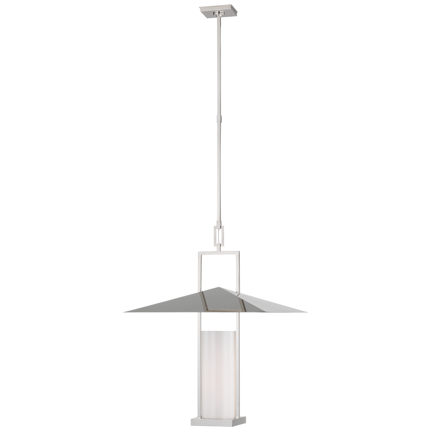 Amity 23" Lantern | Polished Nickel | White Glass