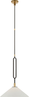 Argo 19" Pendant | Warm Iron and Antique Brass | Bisque Shade