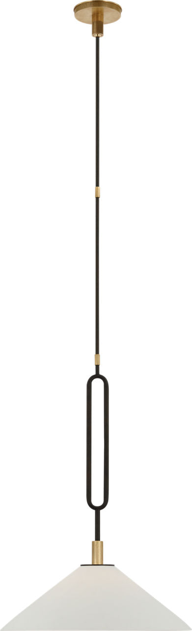 Argo 19" Pendant | Warm Iron and Antique Brass | Bisque Shade