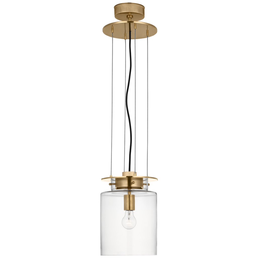 Elias 9" Floating Pendant | Antique-Burnished Brass | Clear Glass