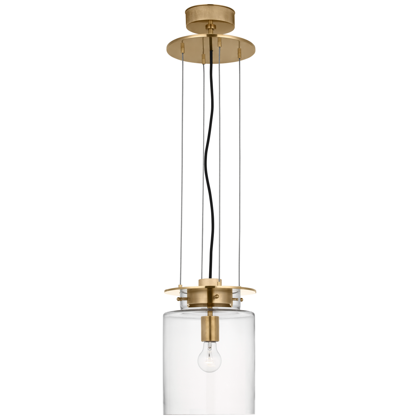Elias 9" Floating Pendant | Antique-Burnished Brass | Clear Glass