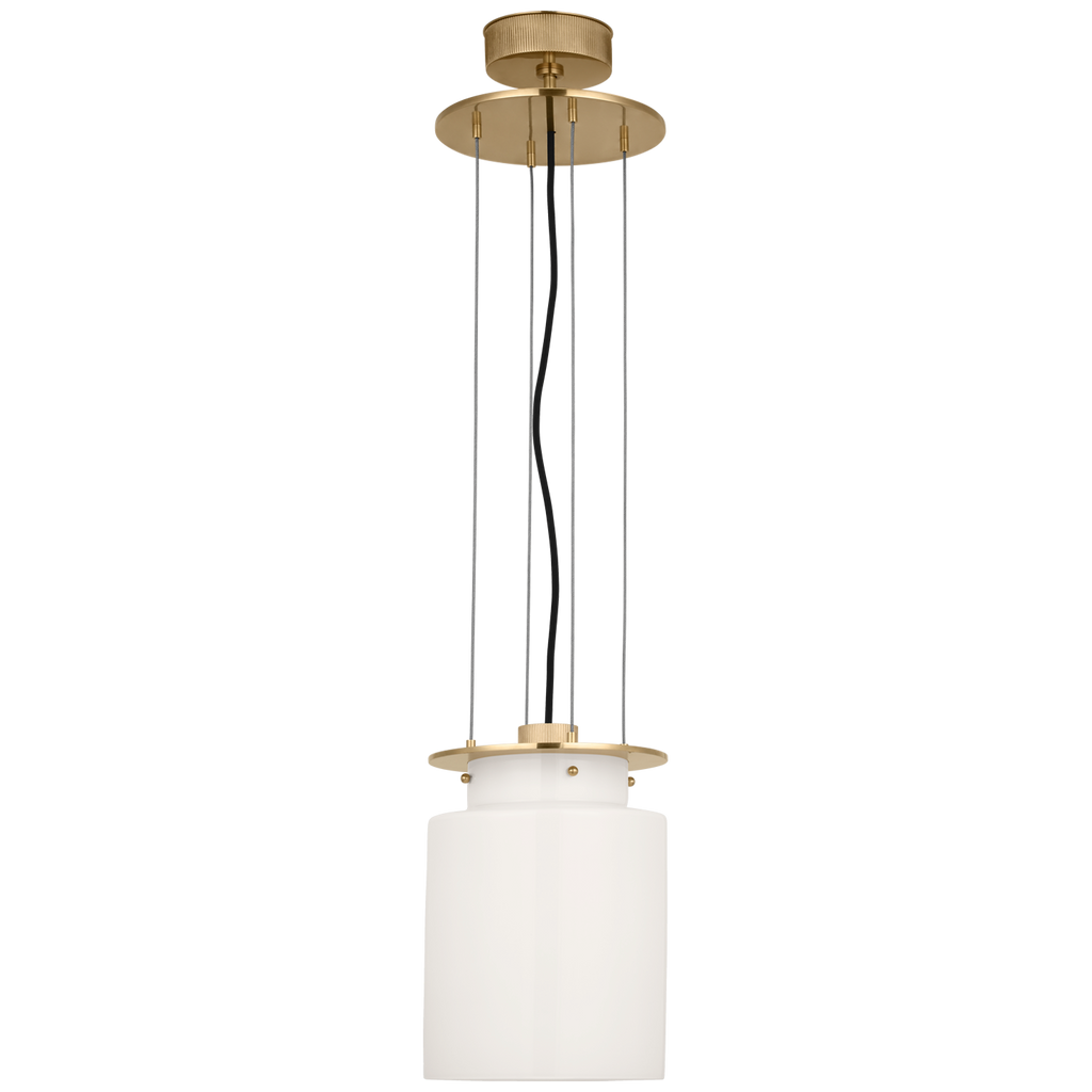 Elias 9" Floating Pendant | Antique-Burnished Brass | White Glass