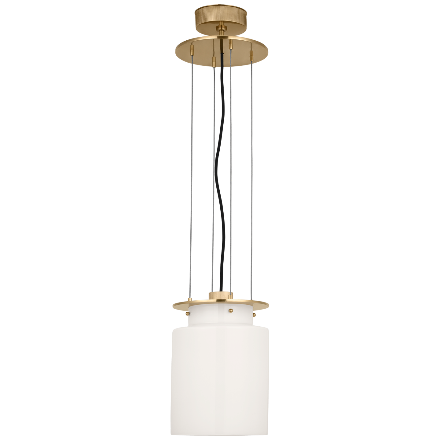 Elias 9" Floating Pendant | Antique-Burnished Brass | White Glass