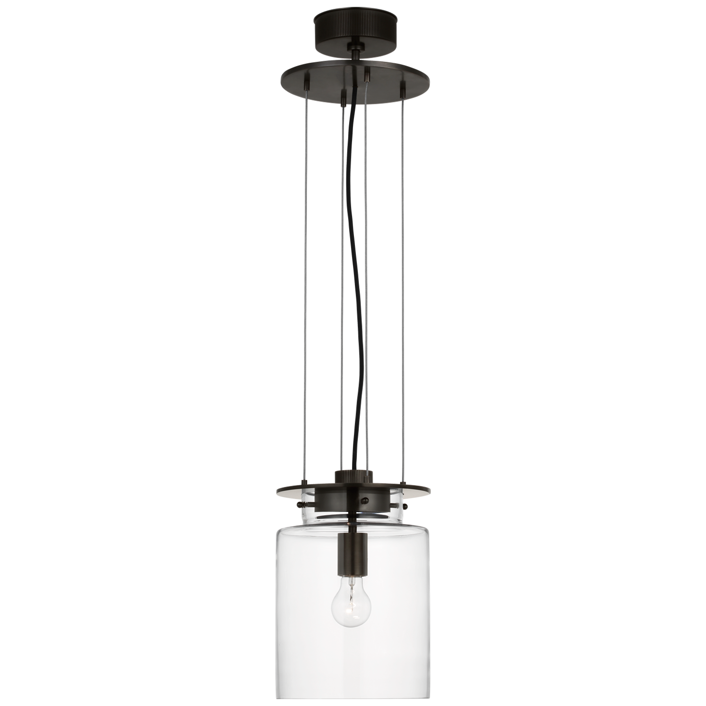 Elias 9" Floating Pendant | Bronze | Clear Glass