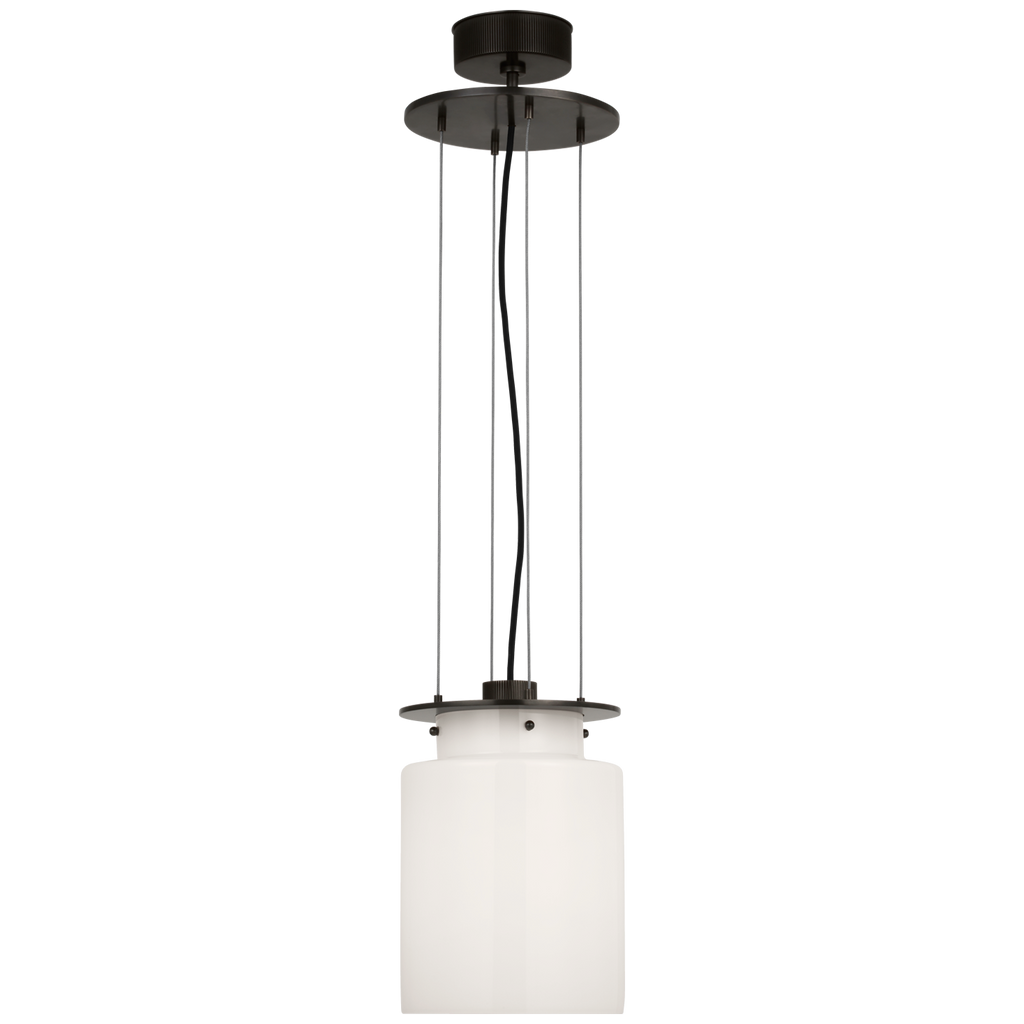 Elias 9" Floating Pendant | Bronze | White Glass
