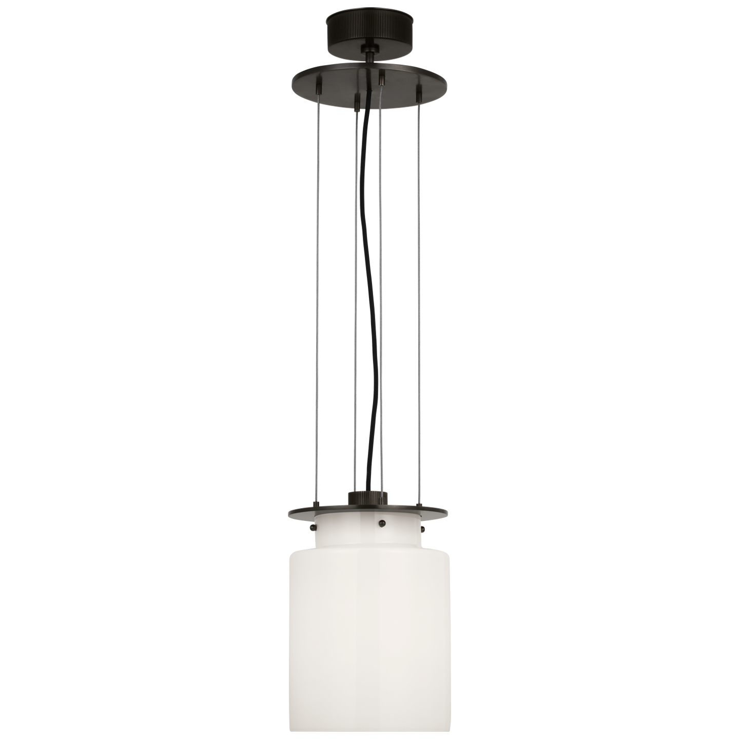 Elias 9" Floating Pendant | Bronze | White Glass