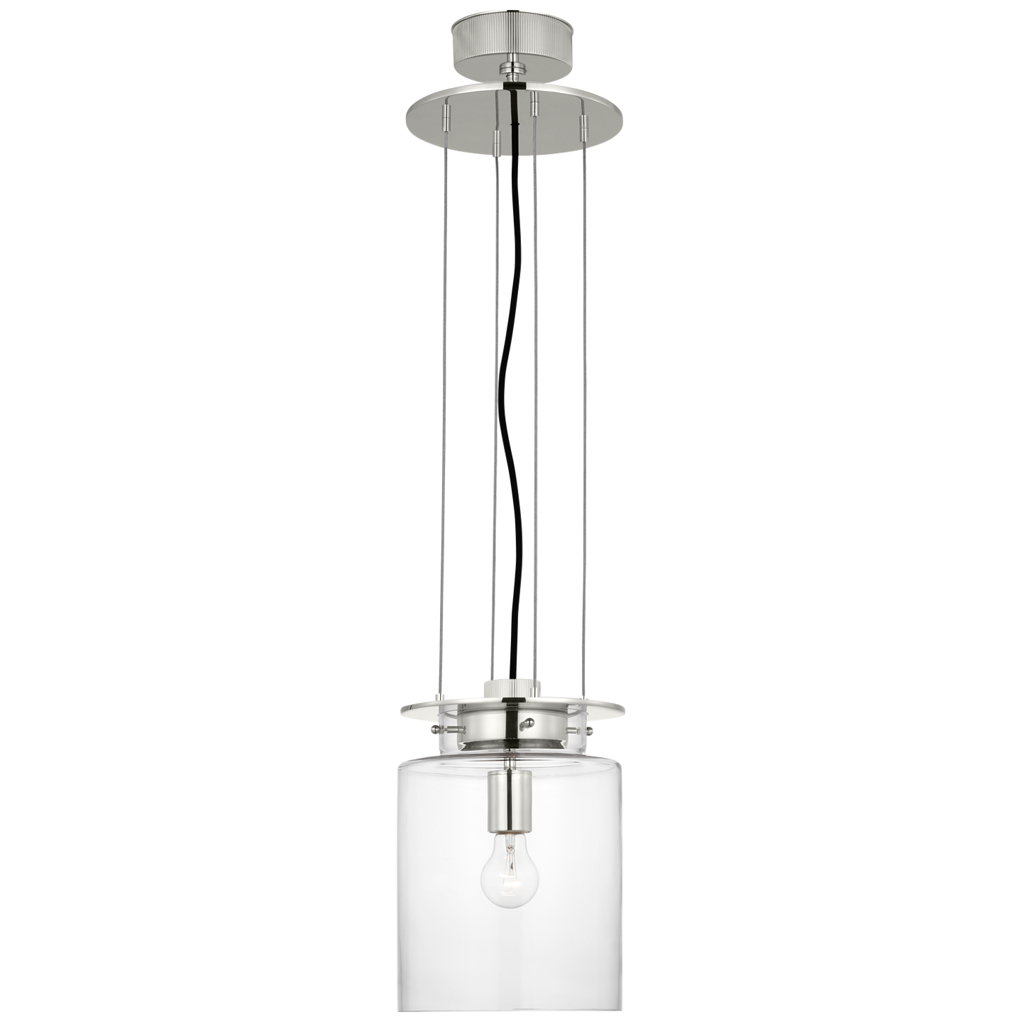 Elias 9" Floating Pendant | Polished Nickel | Clear Glass