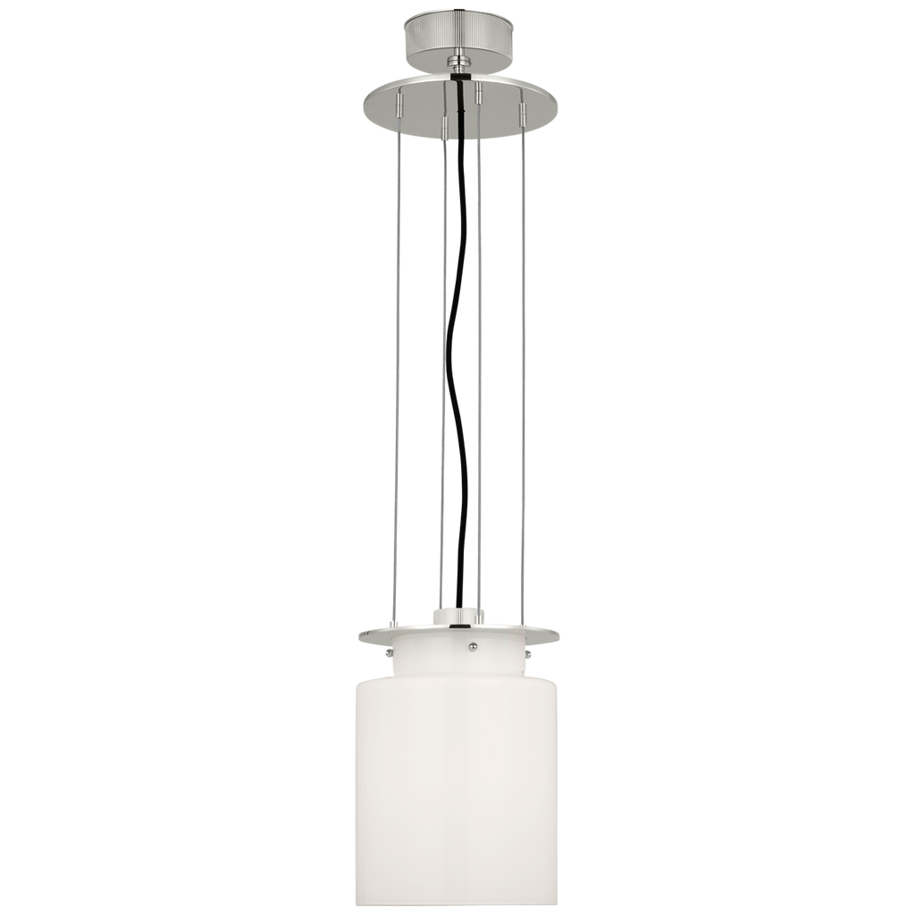 Elias 9" Floating Pendant | Polished Nickel | White Glass