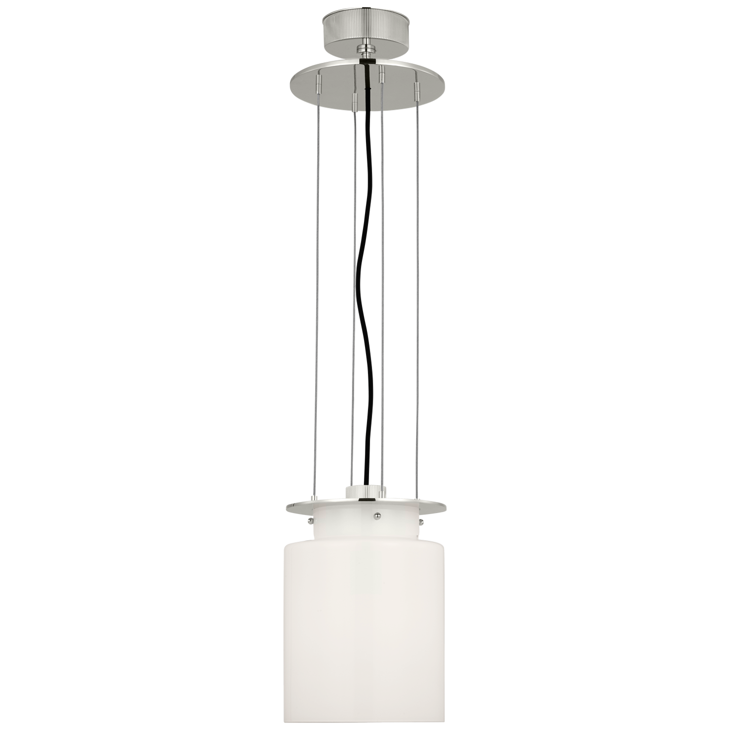 Elias 9" Floating Pendant | Polished Nickel | White Glass