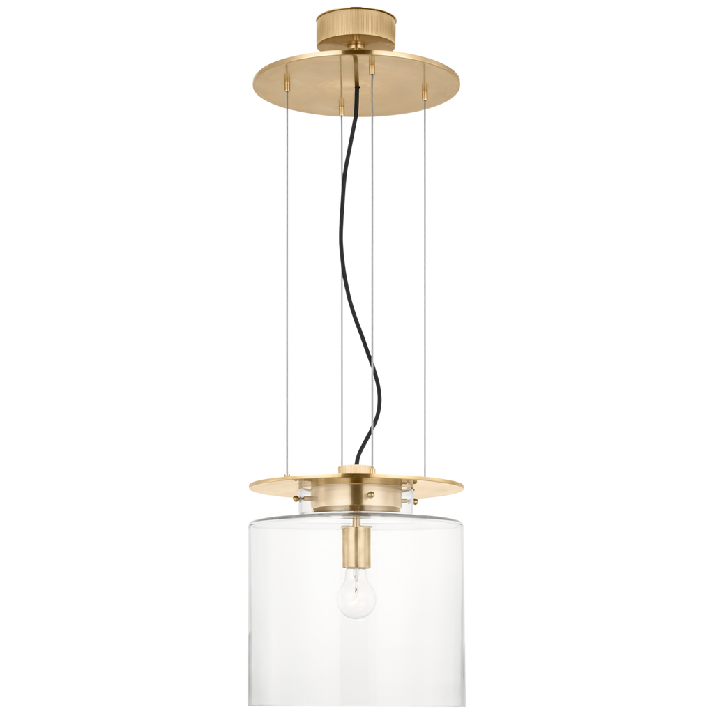 Elias 13" Floating Pendant | Antique-Burnished Brass | Clear Glass