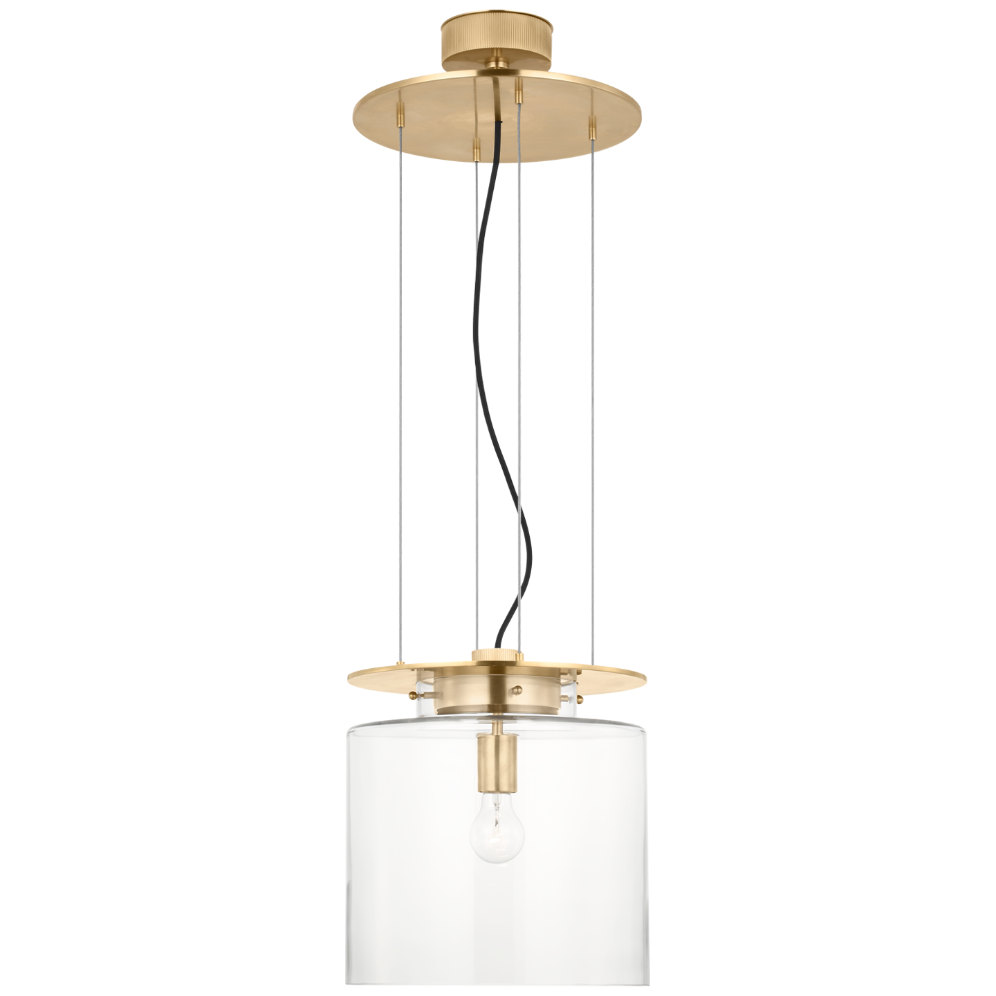 Elias 13" Floating Pendant | Antique-Burnished Brass | Clear Glass