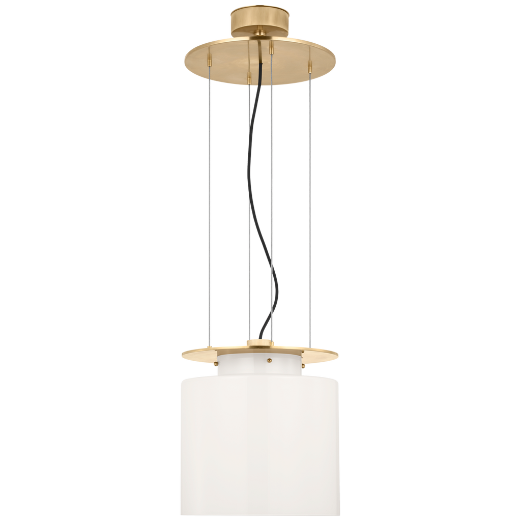 Elias 13" Floating Pendant | Antique-Burnished Brass | White Glass