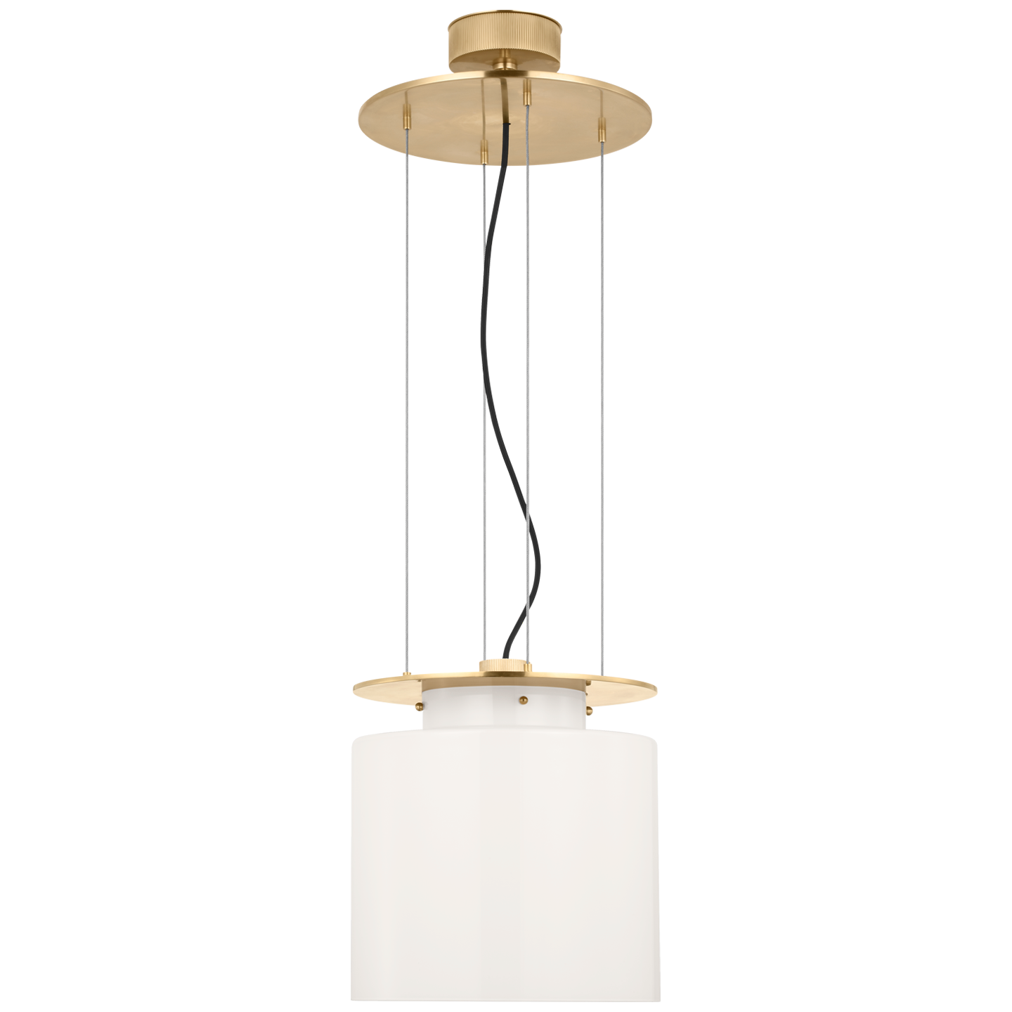 Elias 13" Floating Pendant | Antique-Burnished Brass | White Glass