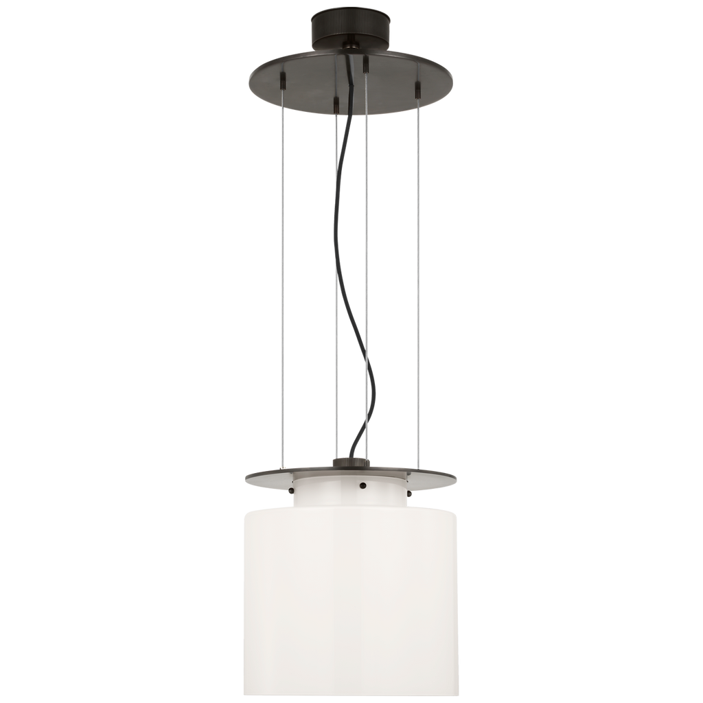 Elias 13" Floating Pendant | Bronze | White Glass