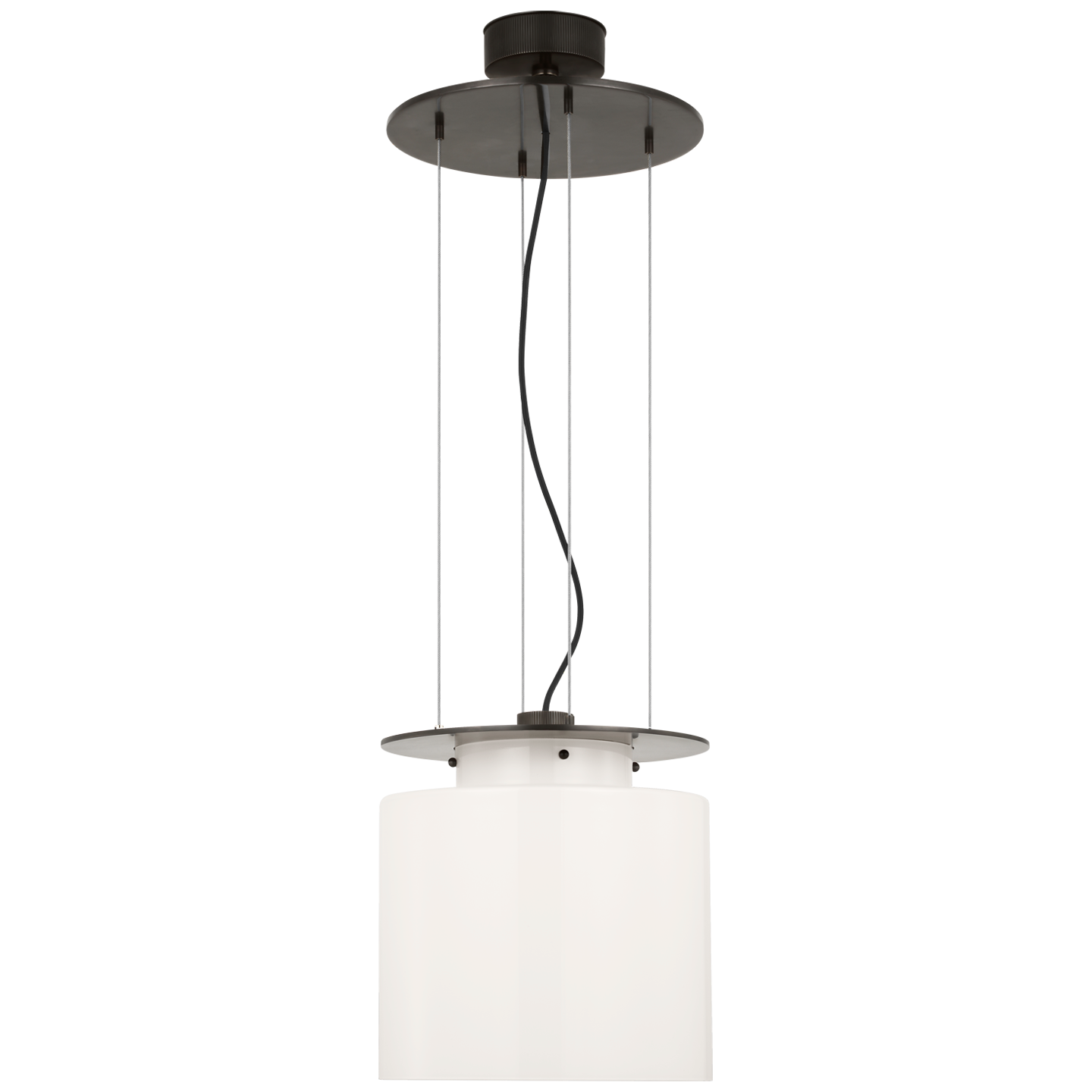 Elias 13" Floating Pendant | Bronze | White Glass