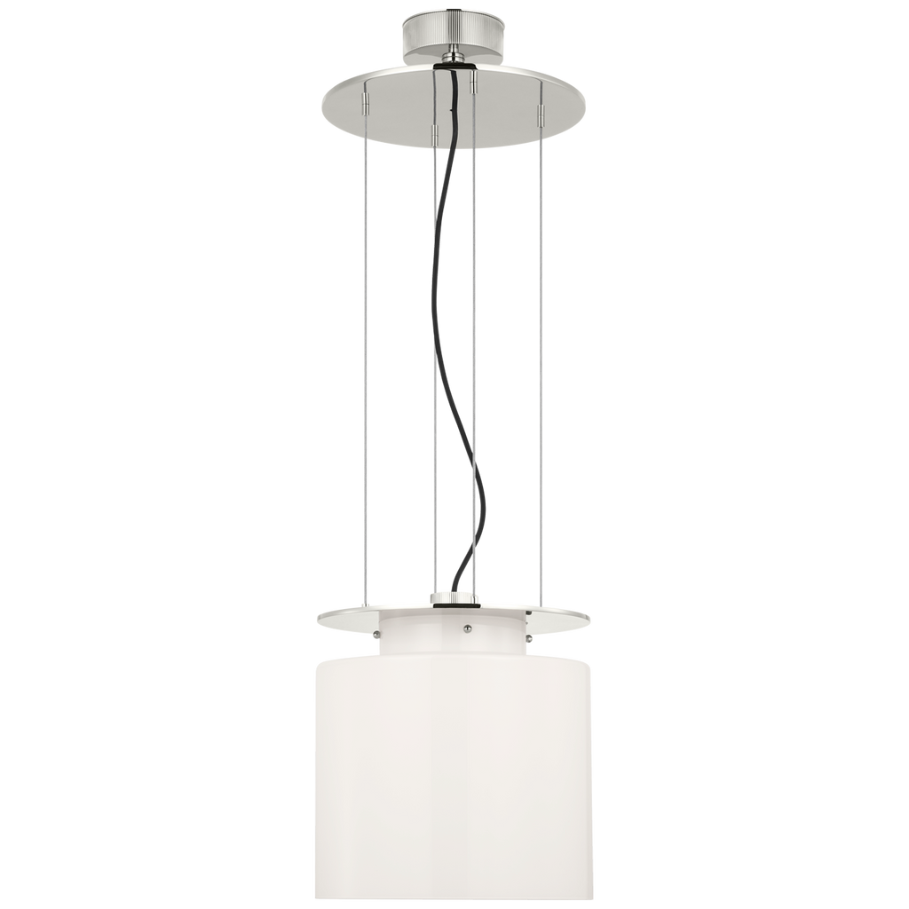 Elias 13" Floating Pendant | Polished Nickel | White Glass