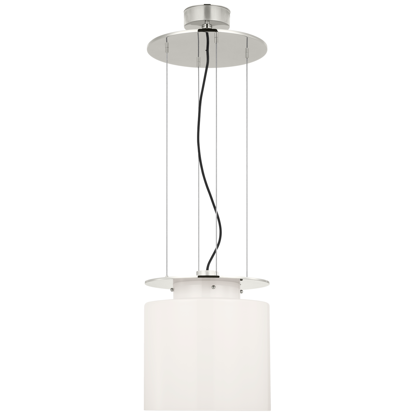 Elias 13" Floating Pendant | Polished Nickel | White Glass