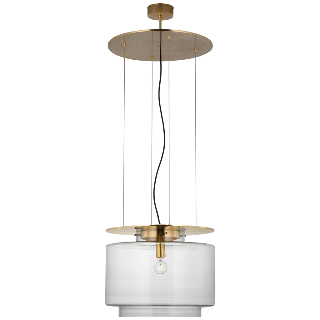 Elias 20" Floating Pendant | Antique-Burnished Brass | Clear Glass