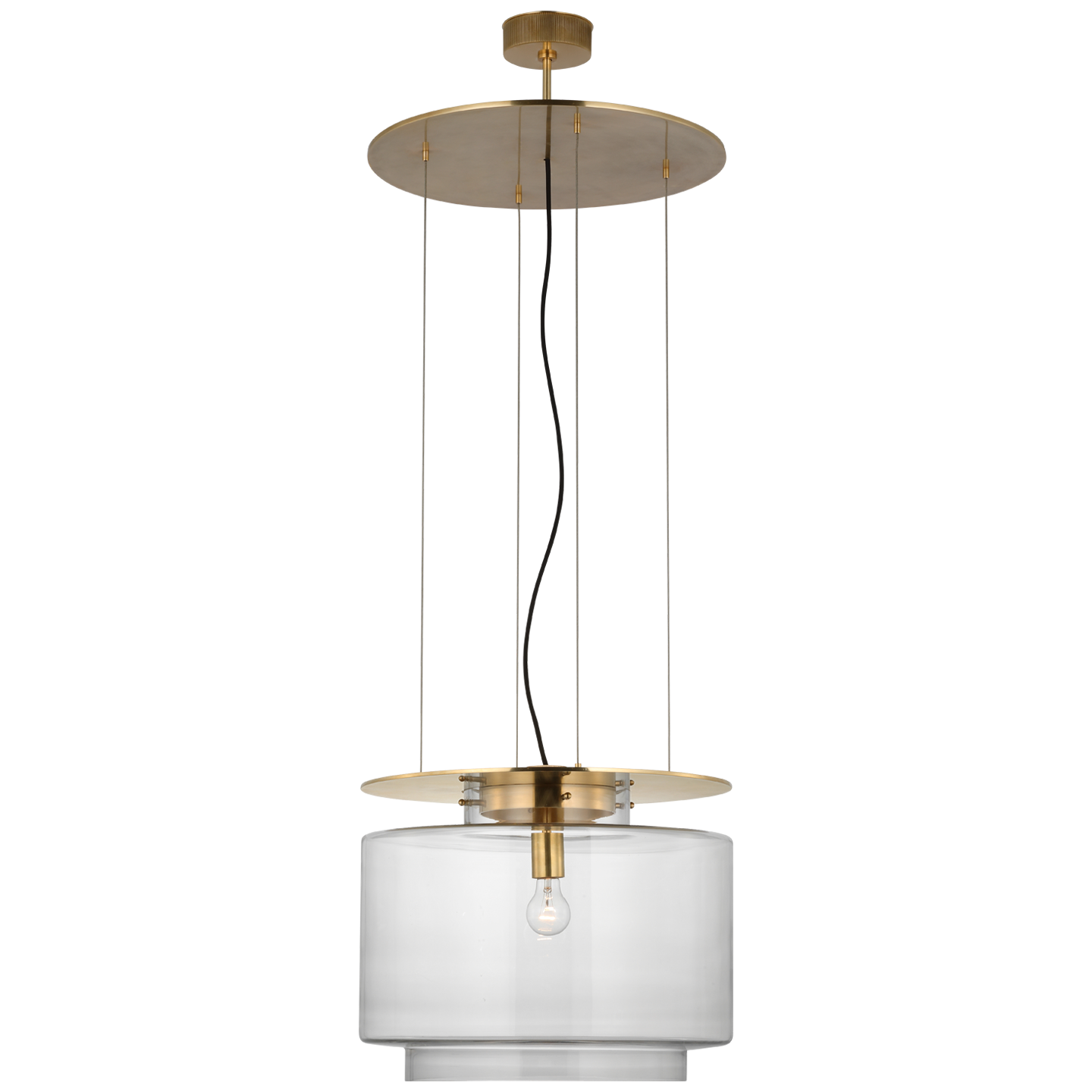 Elias 20" Floating Pendant | Antique-Burnished Brass | Clear Glass