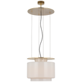 Elias 20" Floating Pendant | Antique-Burnished Brass | White Glass
