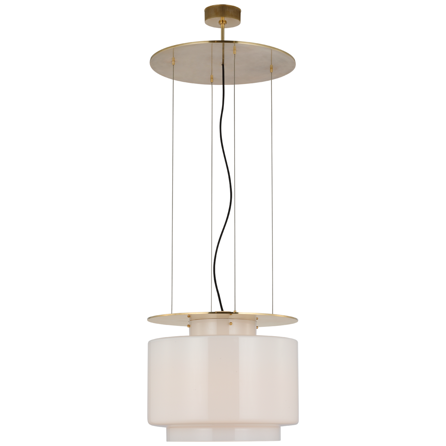 Elias 20" Floating Pendant | Antique-Burnished Brass | White Glass