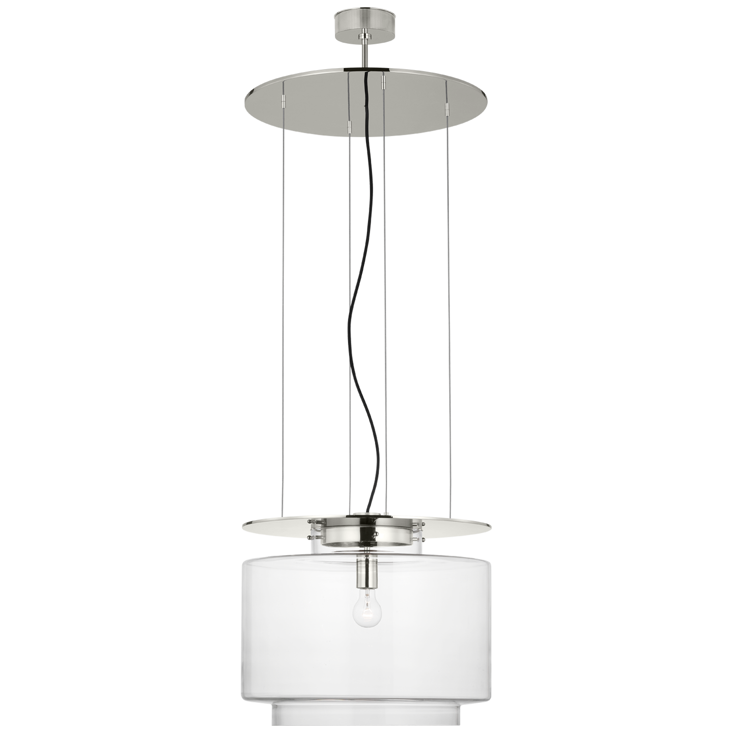 Elias 20" Floating Pendant | Polished Nickel | Clear Glass