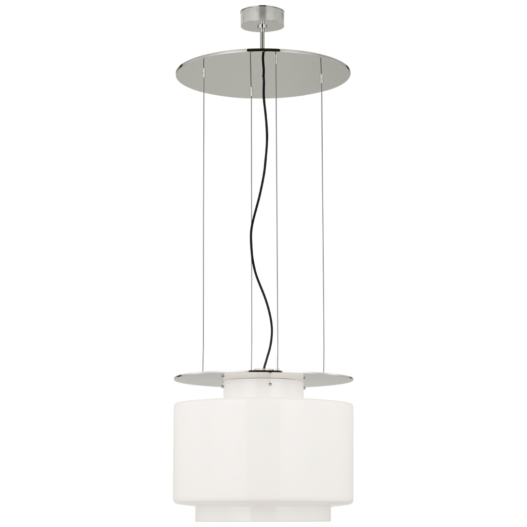 Elias 20" Floating Pendant | Polished Nickel | White Glass