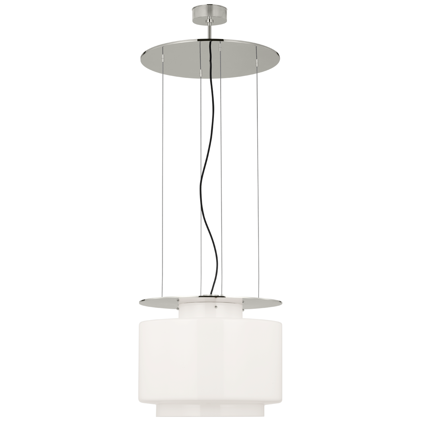 Elias 20" Floating Pendant | Polished Nickel | White Glass