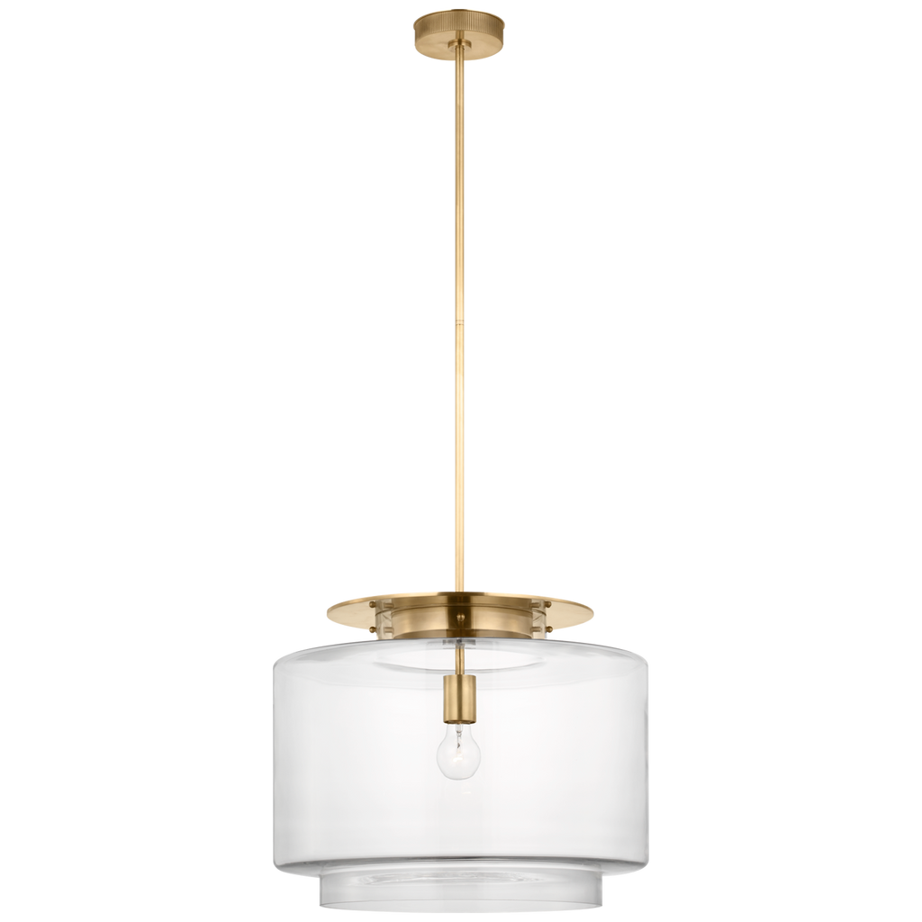 Elias 20" Pendant | Antique-Burnished Brass | Clear Glass