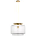 Elias 20" Pendant | Antique-Burnished Brass | Clear Glass