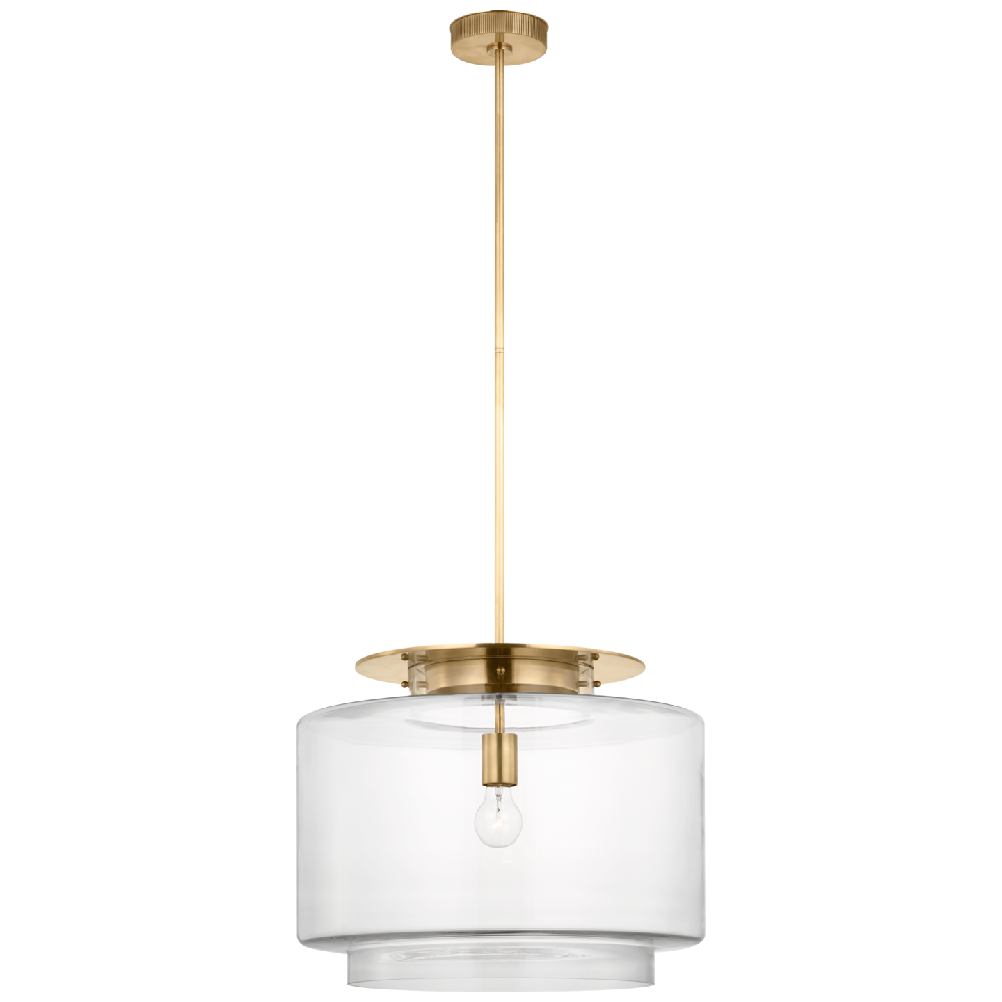Elias 20" Pendant | Antique-Burnished Brass | Clear Glass
