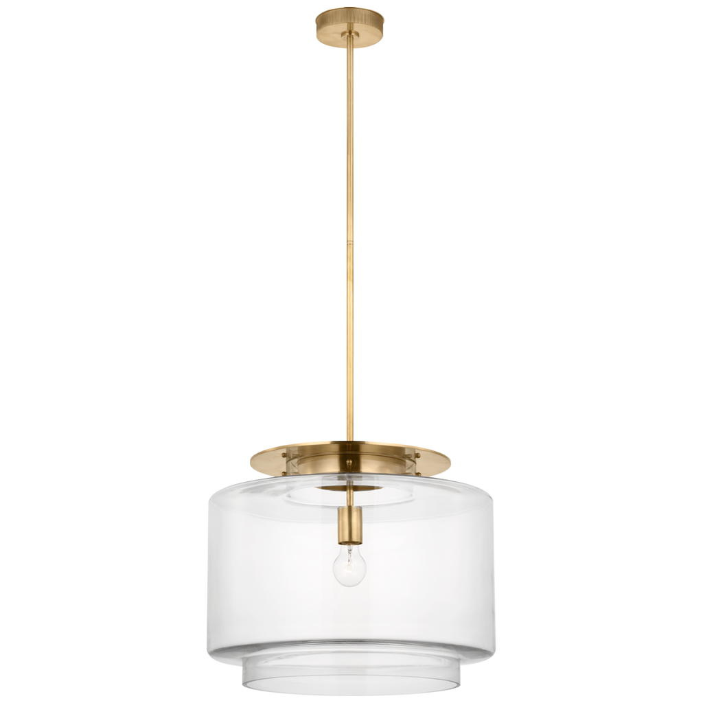 Elias 20" Pendant | Antique-Burnished Brass | Clear Glass