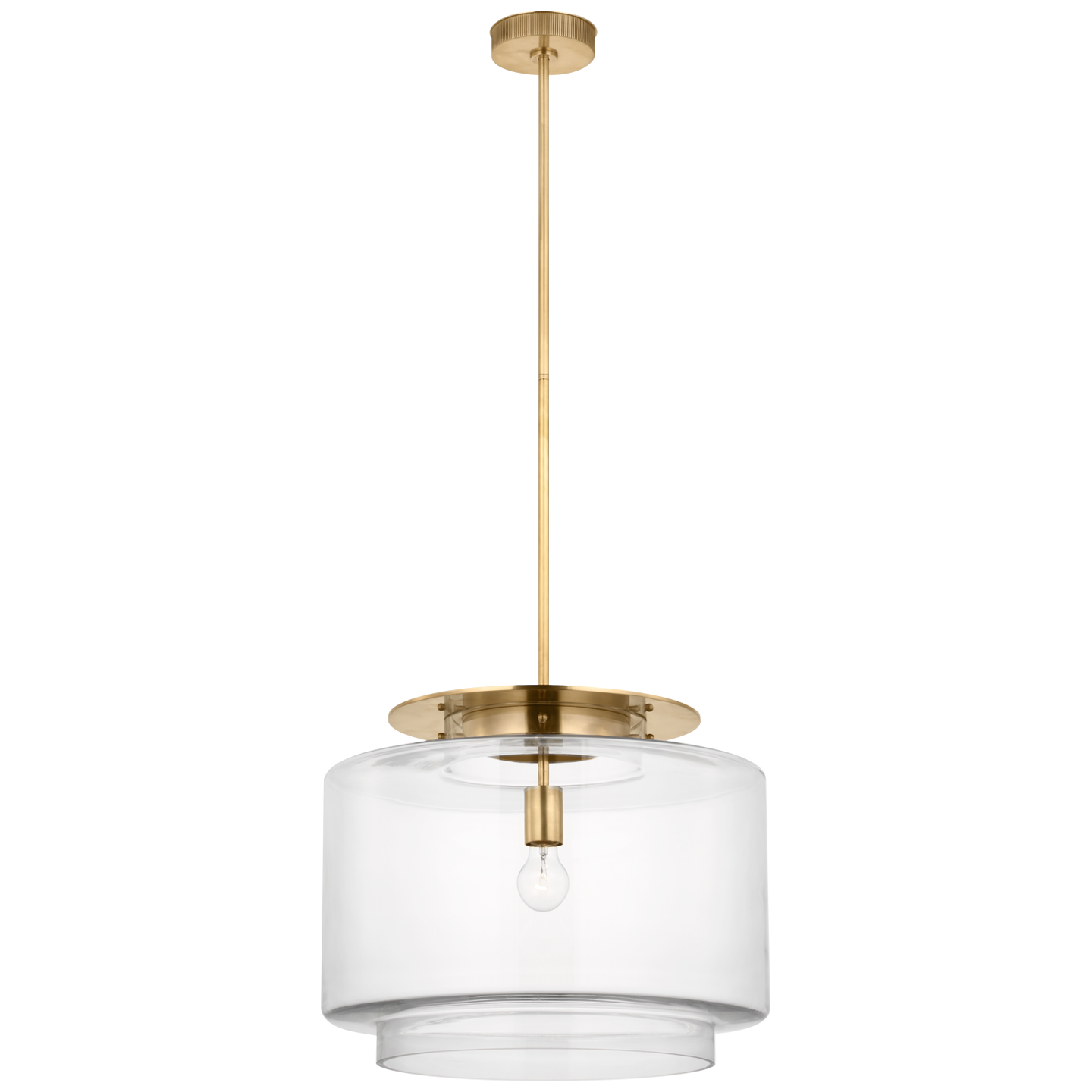 Elias 20" Pendant | Antique-Burnished Brass | Clear Glass