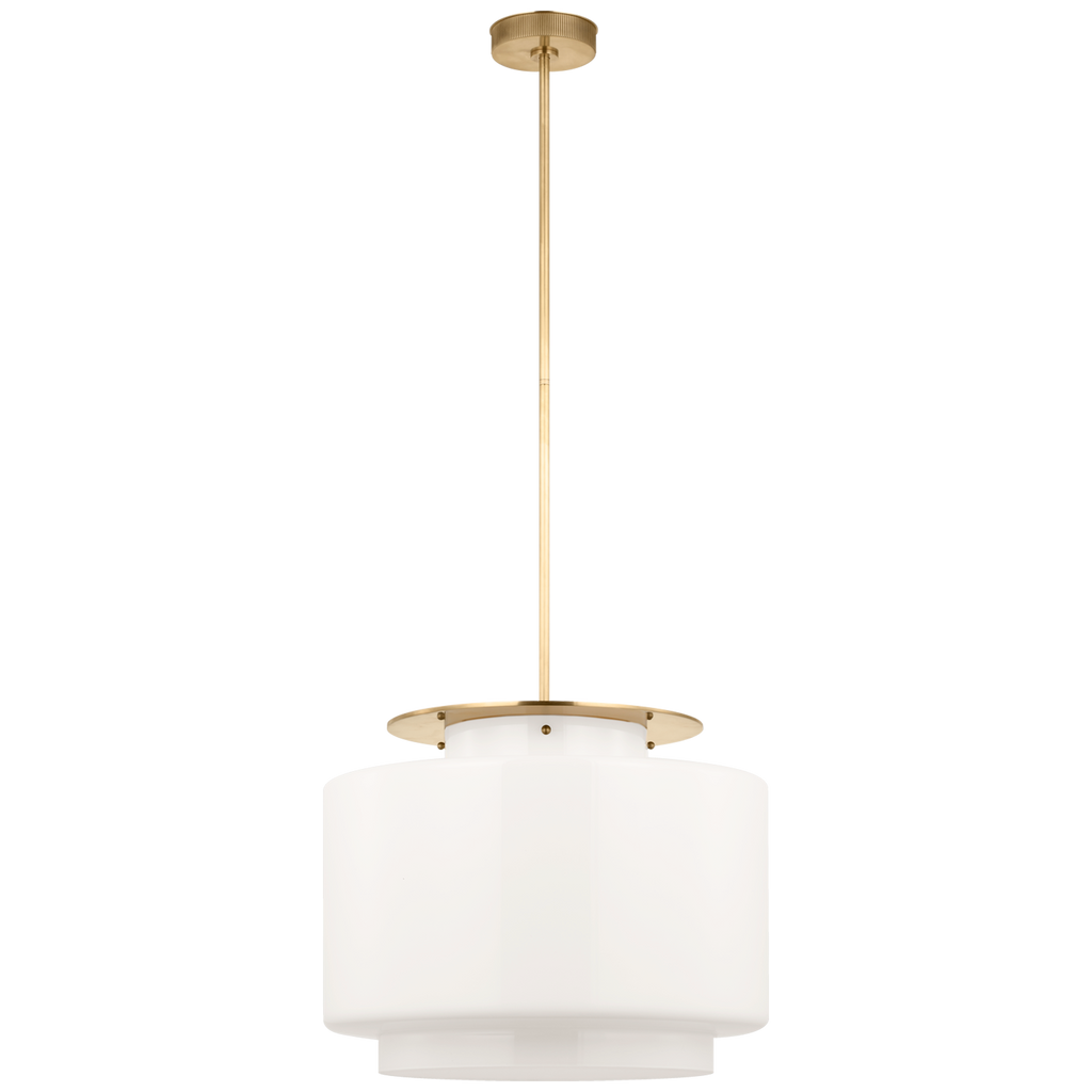 Elias 20" Pendant | Antique-Burnished Brass | White Glass