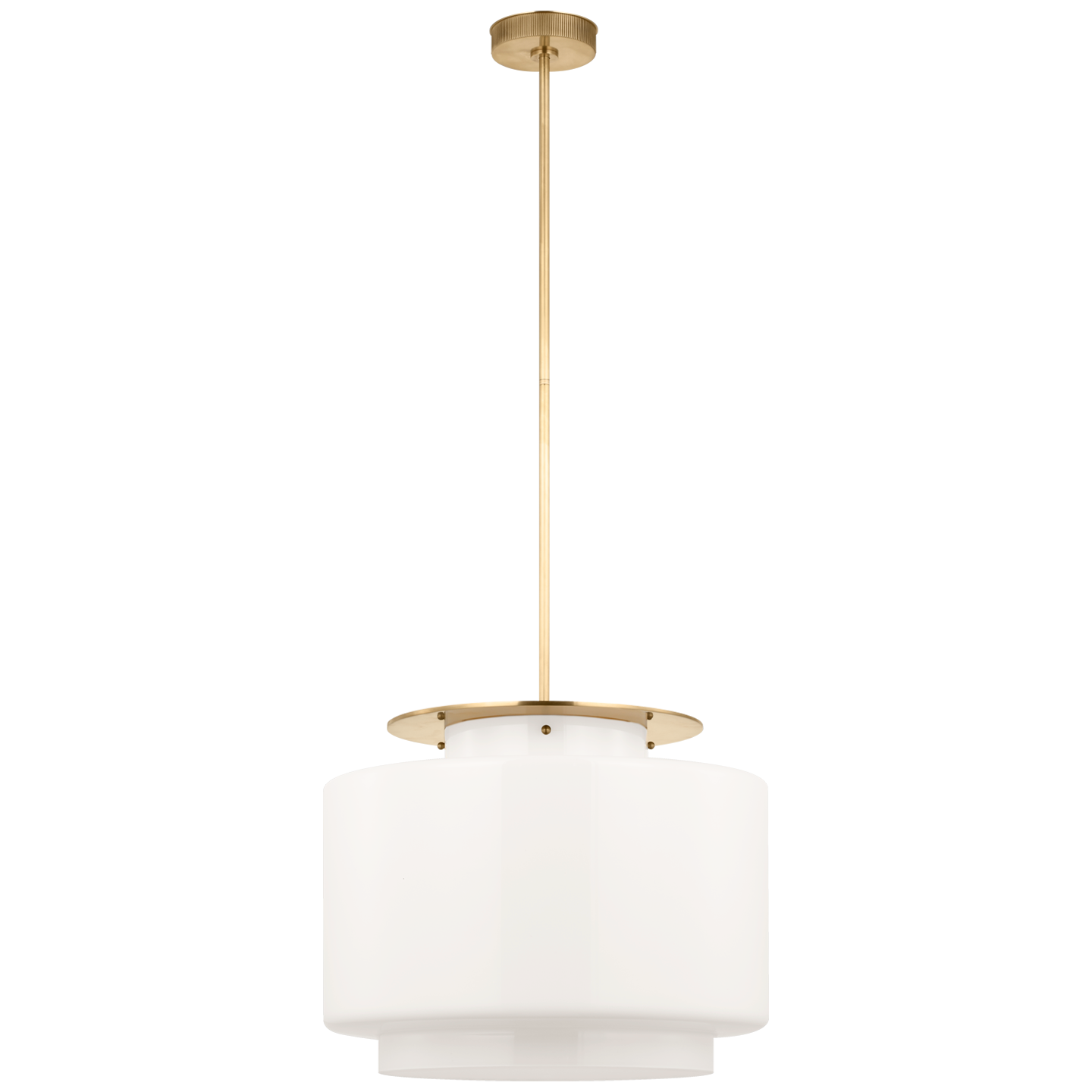 Elias 20" Pendant | Antique-Burnished Brass | White Glass