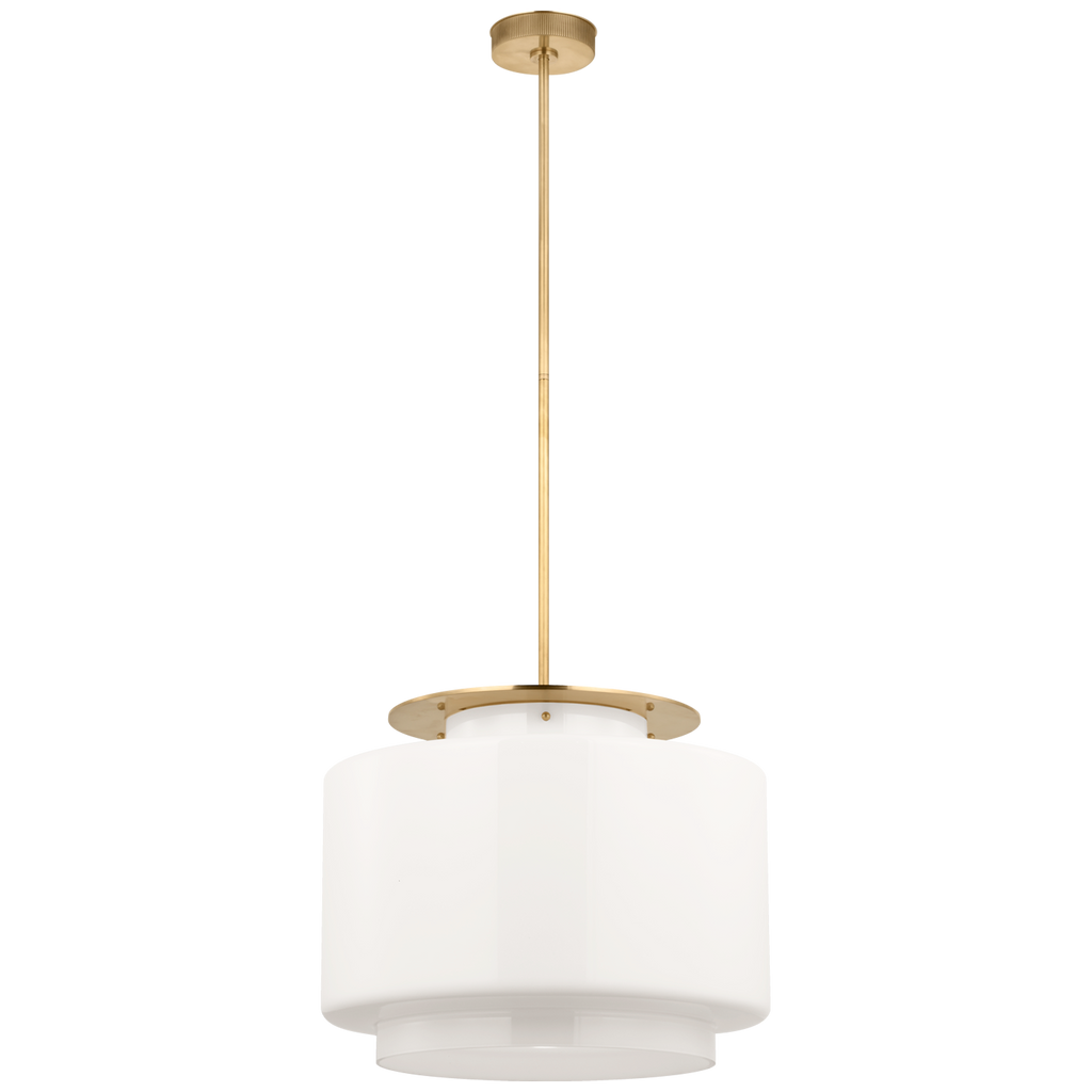 Elias 20" Pendant | Antique-Burnished Brass | White Glass
