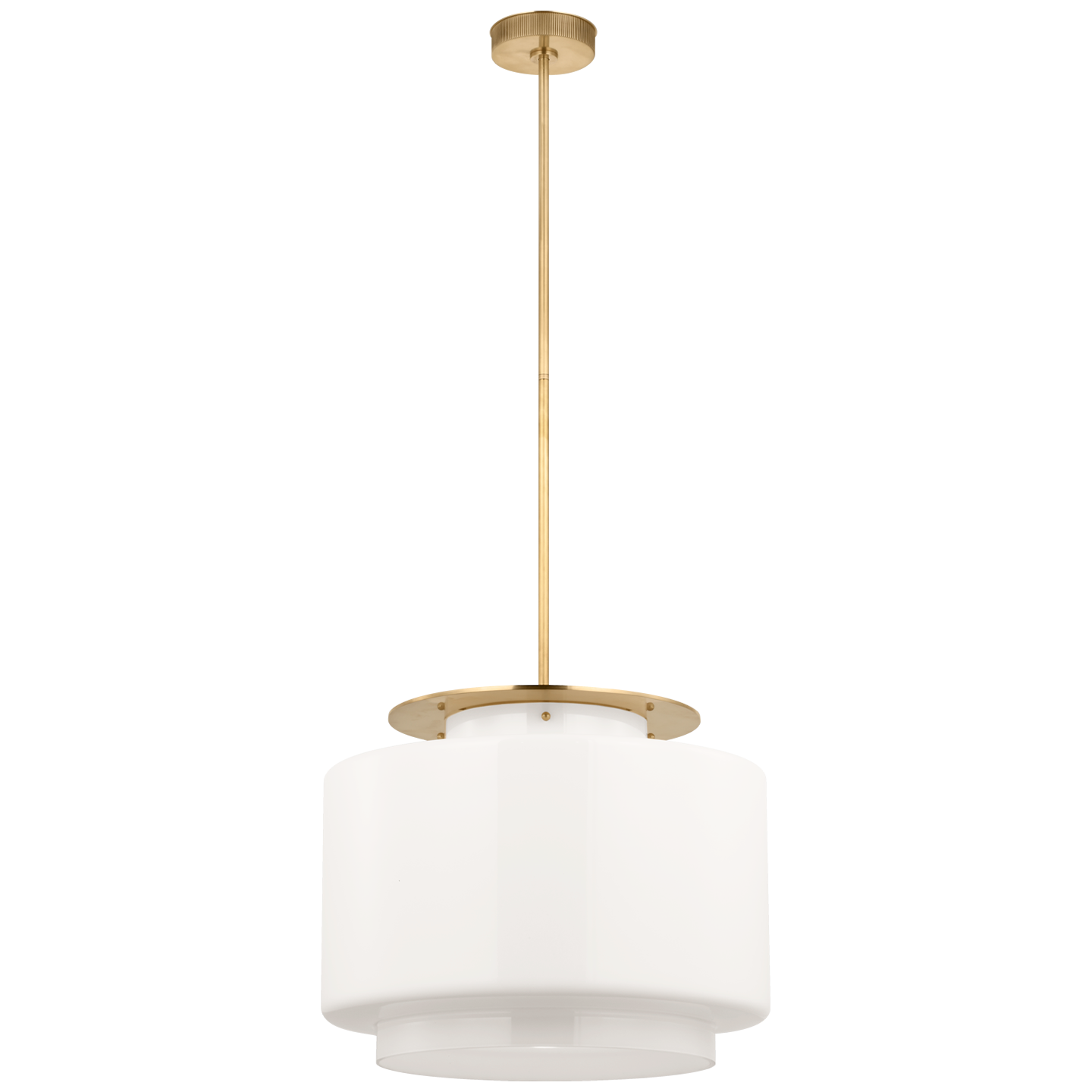 Elias 20" Pendant | Antique-Burnished Brass | White Glass