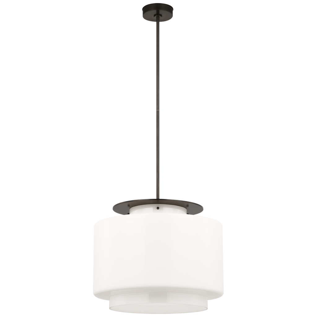 Elias 20" Pendant | Bronze | White Glass