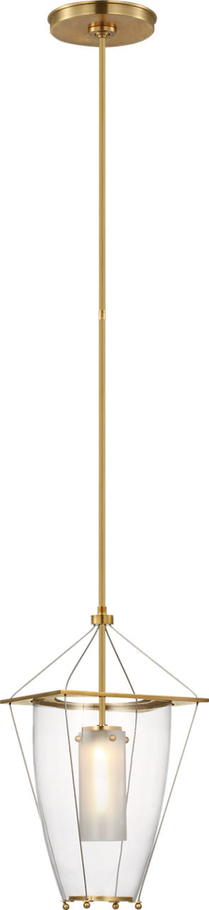 Ovalle 9" Lantern | Antique Brass | Clear Glass