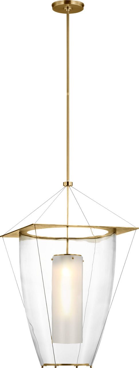 Ovalle 20" Lantern | Antique Brass | Clear Glass