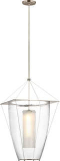 Ovalle 20" Lantern | Antique Nickel | Clear Glass