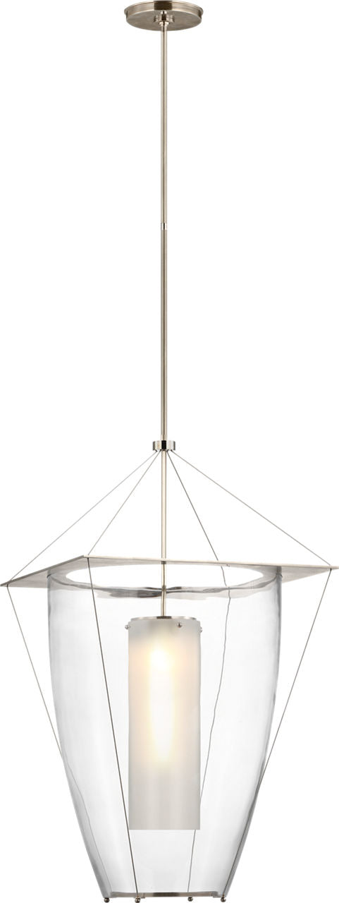 Ovalle 20" Lantern | Antique Nickel | Clear Glass