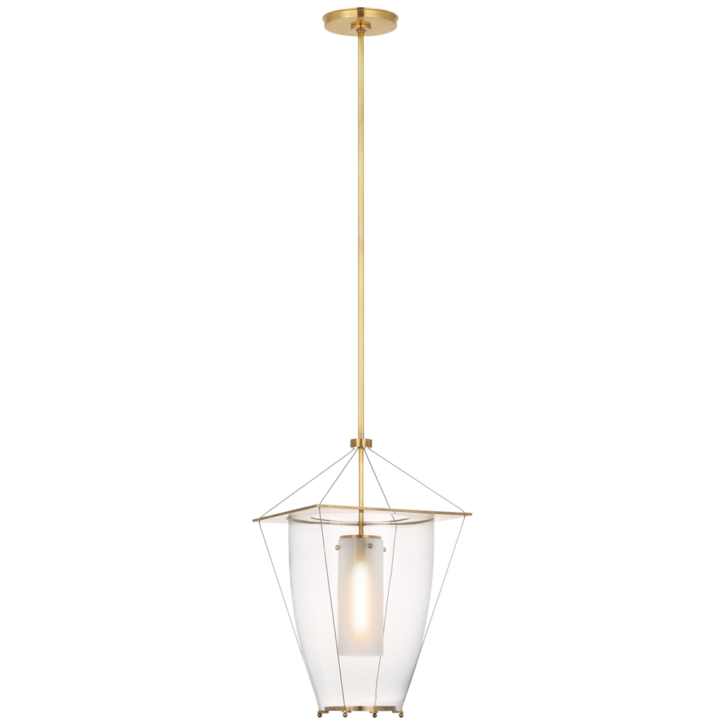 Ovalle 13" Lantern | Antique-Burnished Brass | Clear Glass